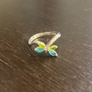Green Blue Dragonfly 925 Sterling Silver Ring